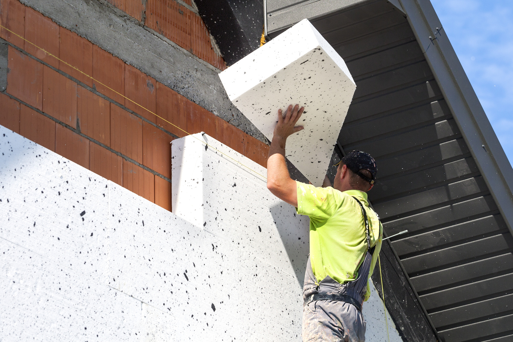 Elevation of the building Styrofoam insulation